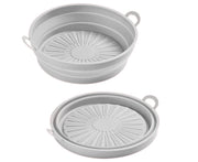 Air Fryers Bakeware Foldable Silicone Grill Pan -Grey 8.5inch