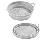 Air Fryers Bakeware Foldable Silicone Grill Pan -Grey 8.5inch