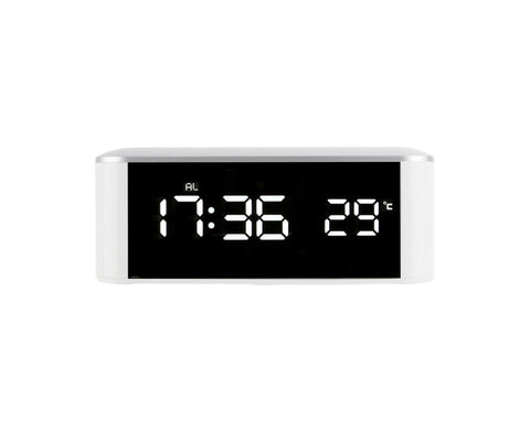 Digital Alarm Clock Precise 12/24 Hour Temperature Display Large Screen Smart LED Clock Bedside Digital Alarm Clock for Home-White