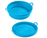 Air Fryers Bakeware Foldable Silicone Grill Pan -Blue 7.5inch