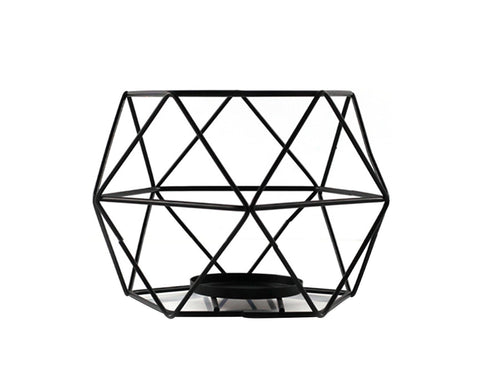 Nordic Style 3D Geometric Wrought Rack Candle Holder Candlestick Home Decoration-Black