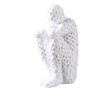 Abstract Thinker Statue Waterproof Resin Artistic Inspiration Thinker Sculpture Patio Decor-White