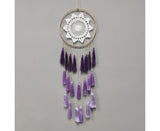 Round Handmade Wall Hanging Wind Chime Dream Catcher with Tassel Home Decor-Purple