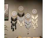 Round Handmade Wall Hanging Wind Chime Dream Catcher with Tassel Home Decor-Green Coffee*