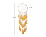 Round Handmade Wall Hanging Wind Chime Dream Catcher with Tassel Home Decor-Green Coffee*