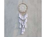 Round Handmade Wall Hanging Wind Chime Dream Catcher with Tassel Home Decor-Green Coffee*