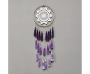Round Handmade Wall Hanging Wind Chime Dream Catcher with Tassel Home Decor-Green Coffee*