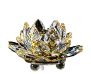 Artificial Crystal Lotus Buddhism Ornament Feng Shui Home Decor Collection Gift-Yellow