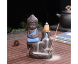 Home Fragrance Creative Little Monk Small Buddha Censer Backflow Incense Burner-Light Orange