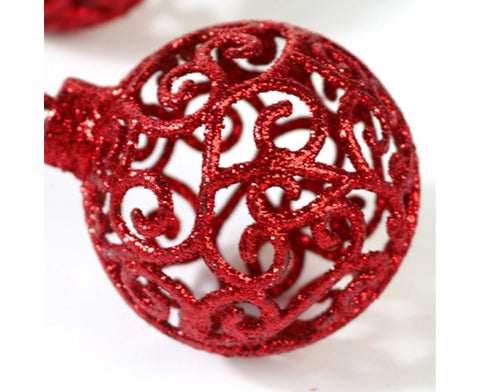 6Pcs 8cm Xmas Tree Pendant-Red 8 cm