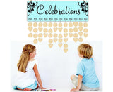Wooden Wall Hanging DIY Calender Birthday Reminder Plaque Pendant Home Decor- F