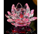 Artificial Quartz Crystal Lotus Flower Figurine Wedding Party Decor Souvenir-Pink