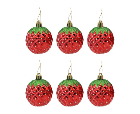 6Pcs Strawberry Ball Pendants-8 cm