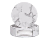 6Pcs Faux Leather Marble Coasters Cup Mat Pad Holder Placemat Dining Table Decor- B