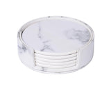6Pcs Faux Leather Marble Coasters Cup Mat Pad Holder Placemat Dining Table Decor- B