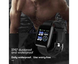 116Plus Sports Android IOS Bluetooth Touch Water Resistant Screen Fitness Tracker Smart Wrist Bracelet - Black