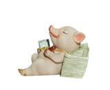 Lovely Moving Brick Reading Book Pig Ornament Home Desktop Decor Resin Craft-5#