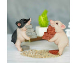 Lovely Moving Brick Reading Book Pig Ornament Home Desktop Decor Resin Craft-5#