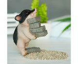 Lovely Moving Brick Reading Book Pig Ornament Home Desktop Decor Resin Craft-5#