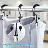 12pcs Double-Sided Metal Shower Curtain Hooks Anti-Rust Sliding Hooks