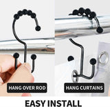 12pcs Double-Sided Metal Shower Curtain Hooks Anti-Rust Sliding Hooks