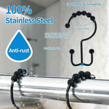 12pcs Double-Sided Metal Shower Curtain Hooks Anti-Rust Sliding Hooks