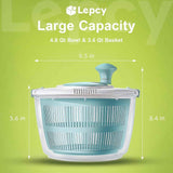 Salad Spinner 4.8Qt Vegetable Lettuce Washer Dryer Bowl