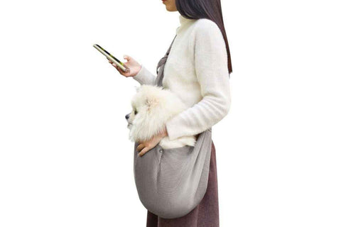 Breathable Dog Carrier Sling With Storage Pocket Pet Carrier Shoulder Pouch For Outdoor Travel -Gray