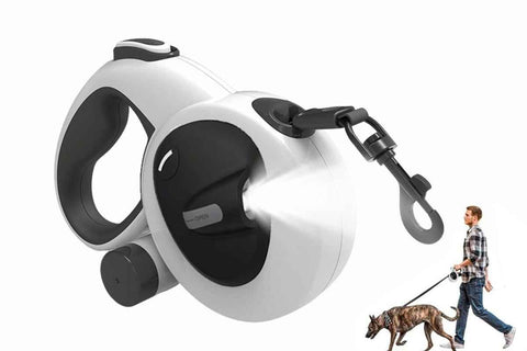 5m Auto Retractable Dog Leash with LED Light Pet Walking Lead for Small Medium Large Dogs - M