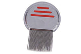 Stainless Steel Pet Flea Comb Fine Tooth Grooming Tool for Dogs Cats - Red