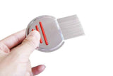 Stainless Steel Pet Flea Comb Fine Tooth Grooming Tool for Dogs Cats - Red
