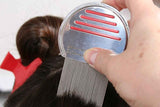 Stainless Steel Pet Flea Comb Fine Tooth Grooming Tool for Dogs Cats - Red