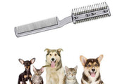 Two Sided Pet Grooming Comb with Razor for Dog Cat Fur Trimming and Thinning