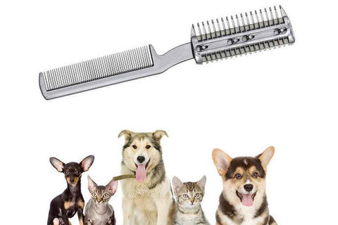 Two Sided Pet Grooming Comb with Razor for Dog Cat Fur Trimming and Thinning