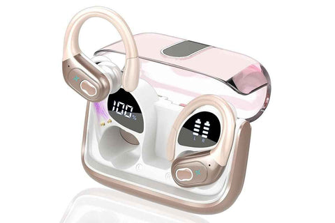 Wireless Bluetooth 5.4 Headphone Over Ear Bud IPX5 Waterproof Earphone for Sport Running - Rose Gold