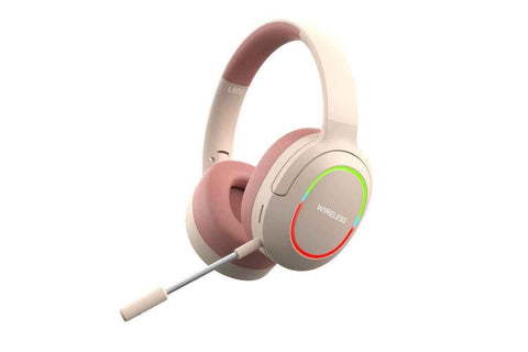 Wireless Gaming Headset Headphone with Microphone Volume - Pink