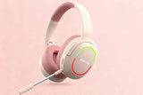 Wireless Gaming Headset Headphone with Microphone Volume - Pink