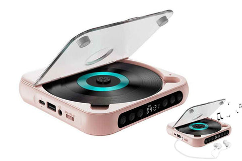 Portable CD Player Bluetooth 5.3 with HiFi Speakers Rechargeable Walkman Supports CD USB MP3 for Home - Pink