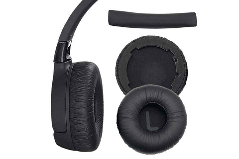 Ear Pads Cushion Cover Replacement Headband Replaceable Foam Headphone Cover for JBL Tune600BT T660NC T670NC Wireless Headphone Ear Pads Headphone Ear Pad Repair Parts -Black