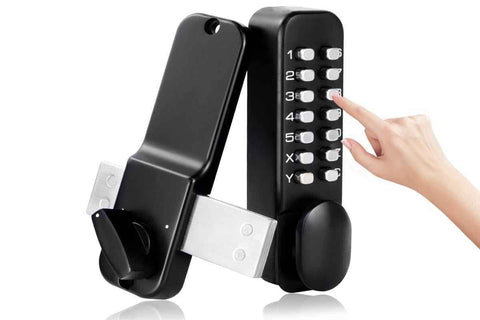Gate Door Locks Set with Keypad Mechanical Keyless Entry Door Lock for Garden Garage Yard -Black