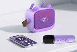 Mini Karaoke Machine Toys Gifts Portable MP3 Player with 2 Wireless Microphone - Purple