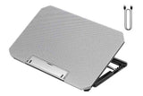 Laptop Cooling Pad Adjustable Height Cooling Stand with Adjustable Height 2 USB Ports Dual Turbine Fans - Silver