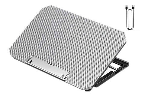 Laptop Cooling Pad Adjustable Height Cooling Stand with Adjustable Height 2 USB Ports Dual Turbine Fans - Silver