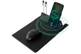 15W Fast Charging Wireless Mouse Pad with Foldable Design, Multi-Function PU Leather Desk Mat for Office & Home