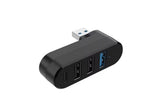 4 Port USB Hub Rotatable 180 Degrees USB Splitter with Type-C for Laptop - Black