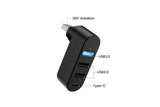 4 Port USB Hub Rotatable 180 Degrees USB Splitter with Type-C for Laptop - Black