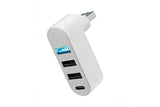 4 Port USB Hub Rotatable 180 Degrees USB Splitter with Type-C for Laptop - White