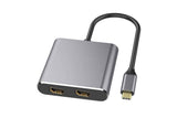 USB C to Dual HDMI Adapter 4K@30Hz Splitter for 2 Monitors Laptop