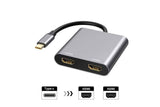 USB C to Dual HDMI Adapter 4K@30Hz Splitter for 2 Monitors Laptop