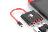 3-in-1 Portable TV Dock with 4K HDMI USB 3.0 100W Travel Adapter Dock for Nintendo Switch OLED TV Docking Station -Black&Red
